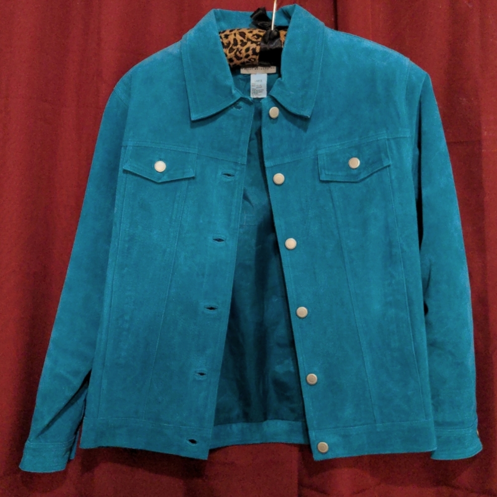 Teal Sueded Leather Jacket